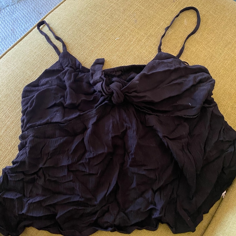 Black front tie tank
